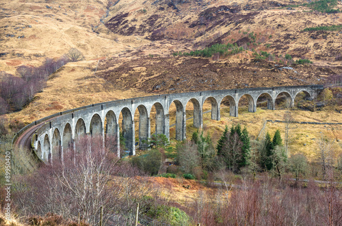 Glenfinnan Viaduct on a Rainy Winter Day, Scotland