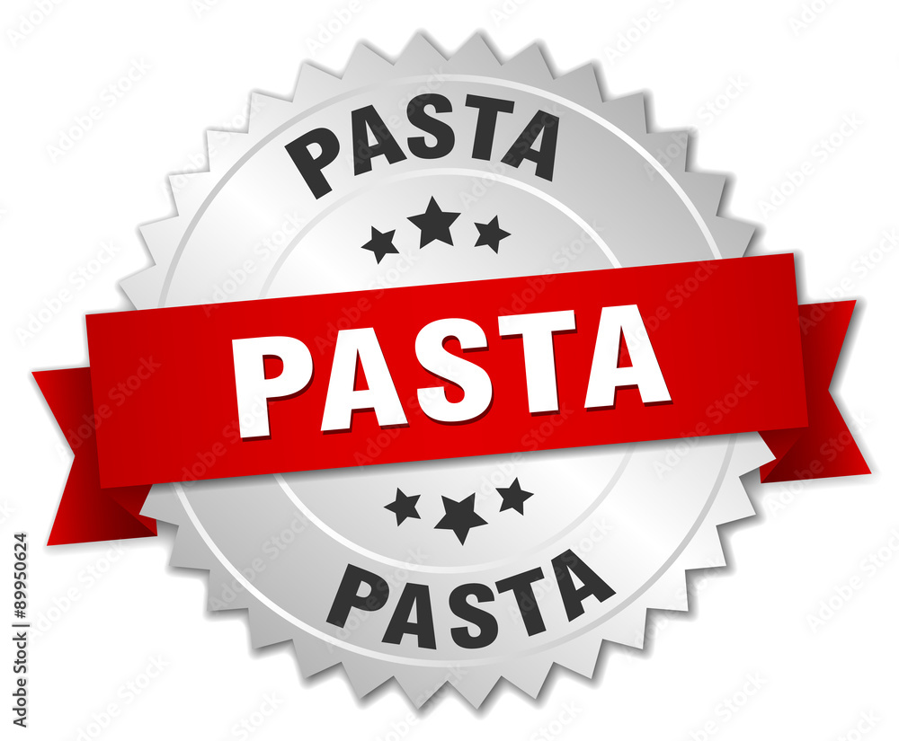 pasta 3d silver badge with red ribbon pasta 3d silver badge with red ribbon