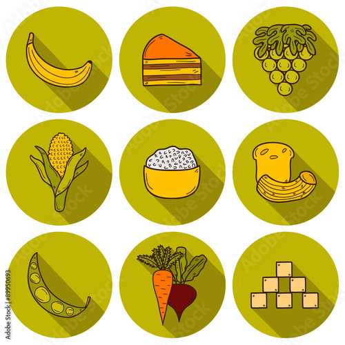 Set of products prohibited during paleo diet in hand drawn