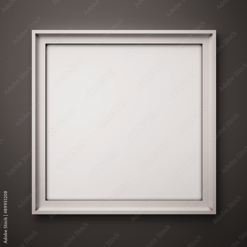 Fototapeta premium white picture frame on the black wall