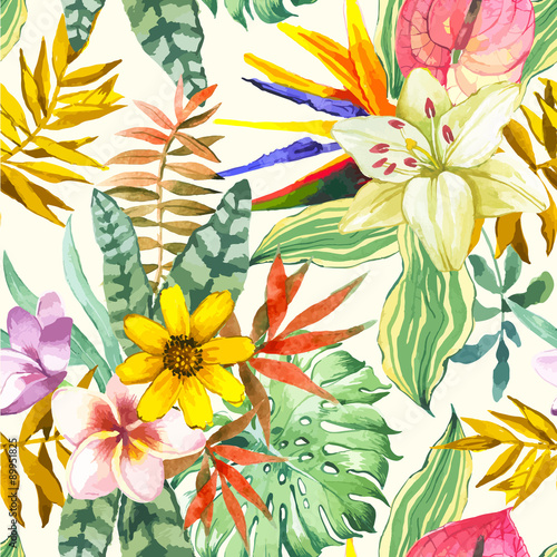 Vector illustration with watercolor flowers.