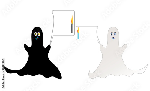Halloween ghosts. Cartoons illustration for Halloween holiday with frame for text.
