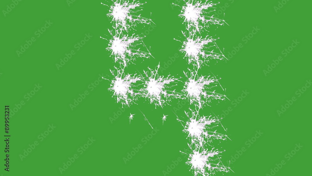 Number 4 in white sparklers on green screen. Number 4 in white sparklers on green screen.