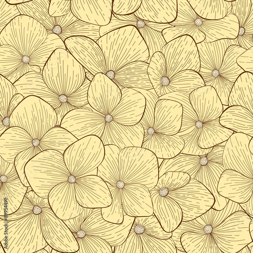 Beautiful seamless pattern with hand-drawn flowers in vintage colors