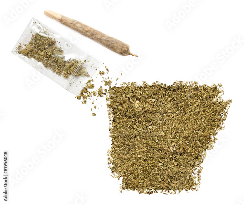 Weed in the shape of Arkansas and a joint.(series) photo