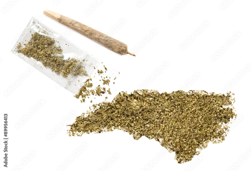Weed in the shape of North Carolina and a joint.(series) Weed in the shape of North Carolina and a joint.(series)