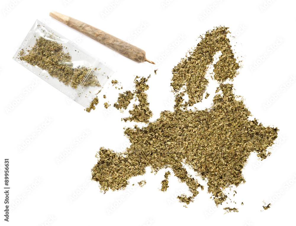 Weed in the shape of Europe and a joint.(series) Weed in the shape of Europe and a joint.(series)