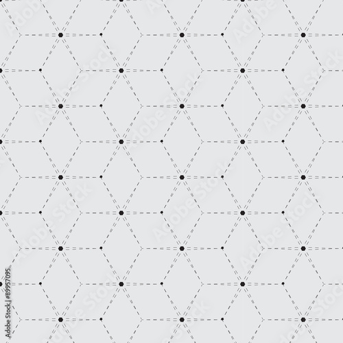 Rhombus a dash monochrome seamless pattern. Modern style simple black dotted line rhombus.