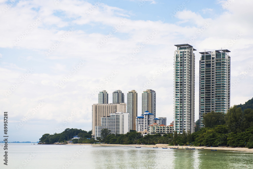 High building by the sea at Penang Malaysia