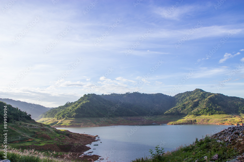 The reservoir is between the valley In Nakhon Nayok, Thailand