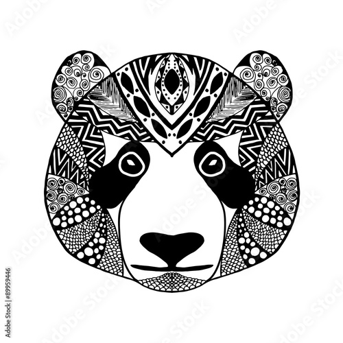 Fototapeta Naklejka Na Ścianę i Meble -  Zentangle stylized panda. Sketch for tattoo or t-shirt.