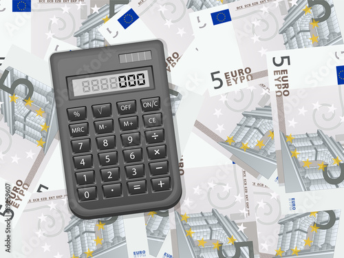 calculator on five euro background