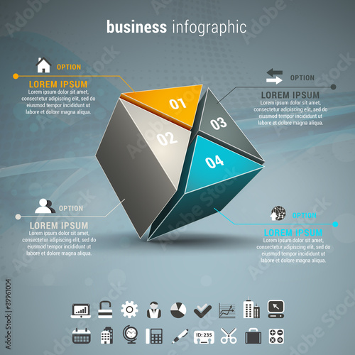 Business infographic made of cube.