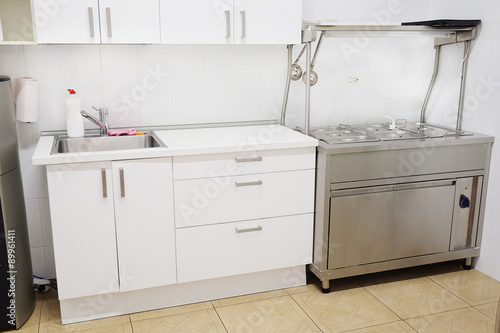 Interior of a professional kitchen in a restaurant