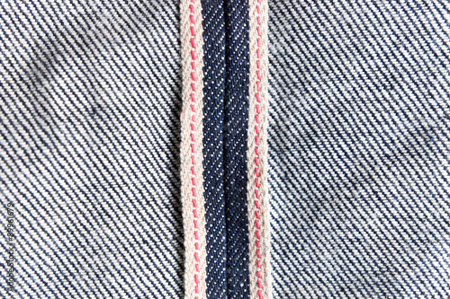 Raw denim jeans red selvedge texture, japan raw denim jeans.