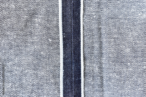 Raw denim jeans red selvedge texture, japan raw denim jeans. photo