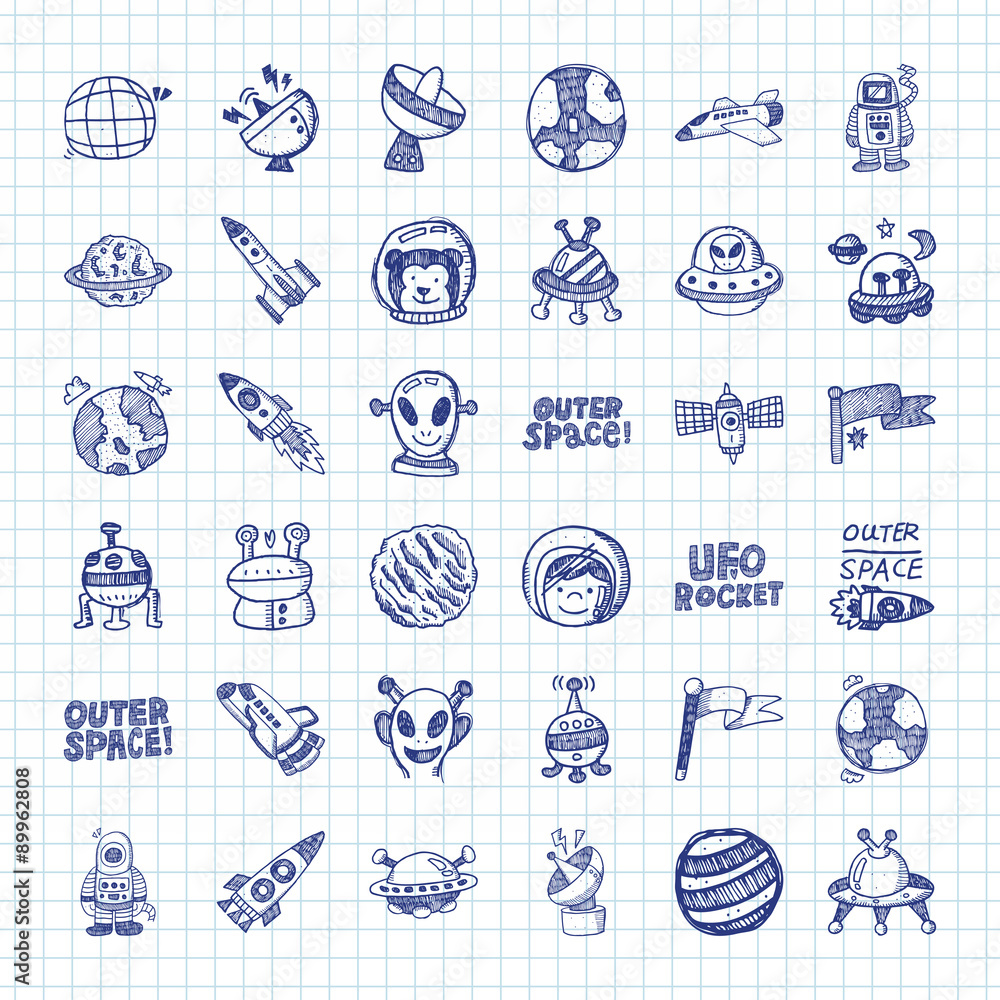 doodle space icons doodle space icons
