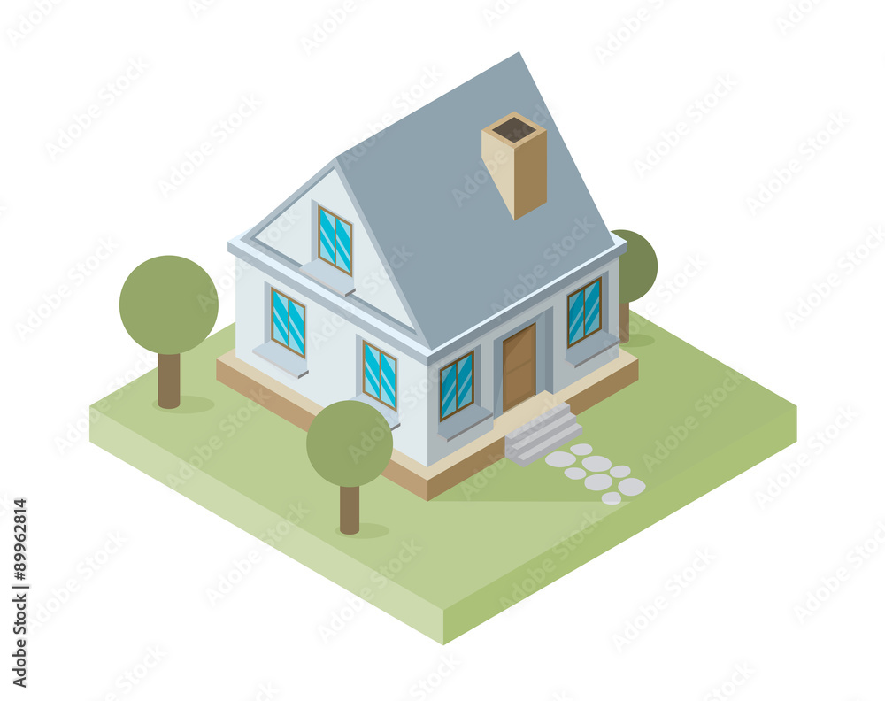 Isolated isomatic small house, Vector Property Set