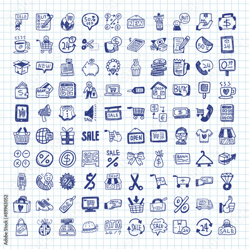 doodle shopping icons