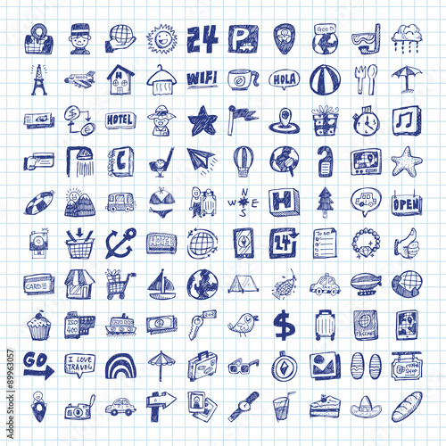 doodle travel icons