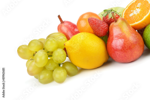 set of fruits isolated on white background