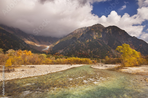 Azusa River and Autumn colours in Kamikochi, Japan