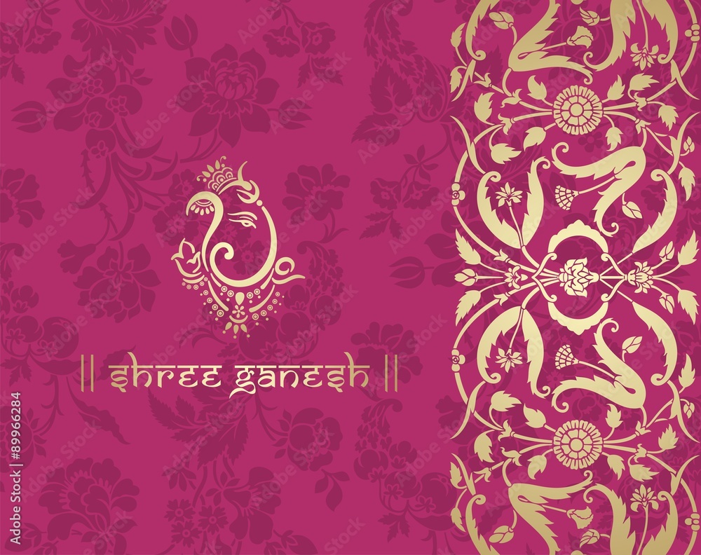 Ganesha, Hindu wedding card, royal Rajasthan, India Ganesha, Hindu wedding card, royal Rajasthan, India