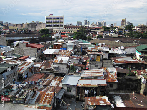 Overhead View of Squatter Shacks and Houses in a Slum Urban Area