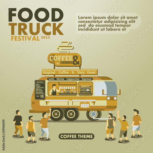 Food truck festival poster with gourmet,Coffee theme