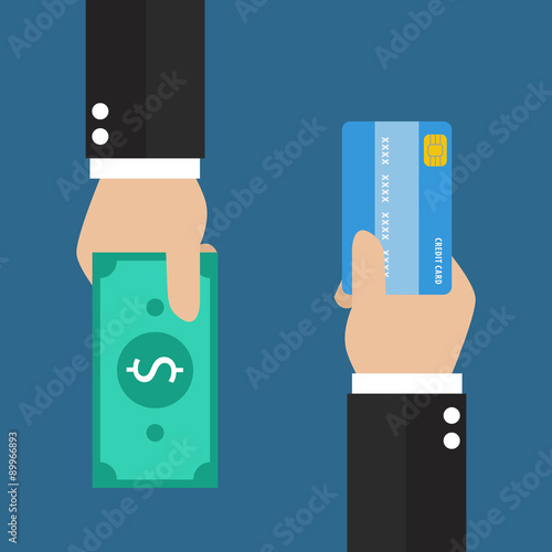 Businessman hand with credit card and cash back for you