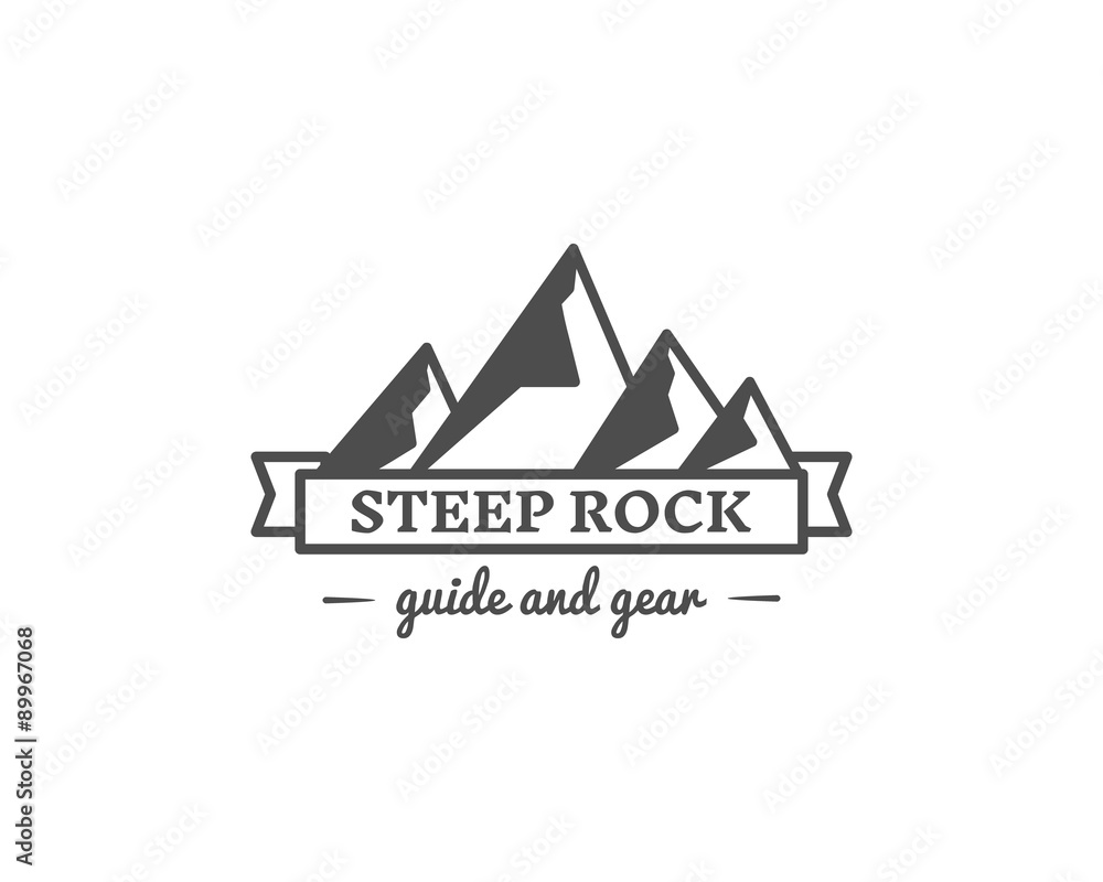 Retro camp badge, outdoors logo, emblem and label. Steep Rock