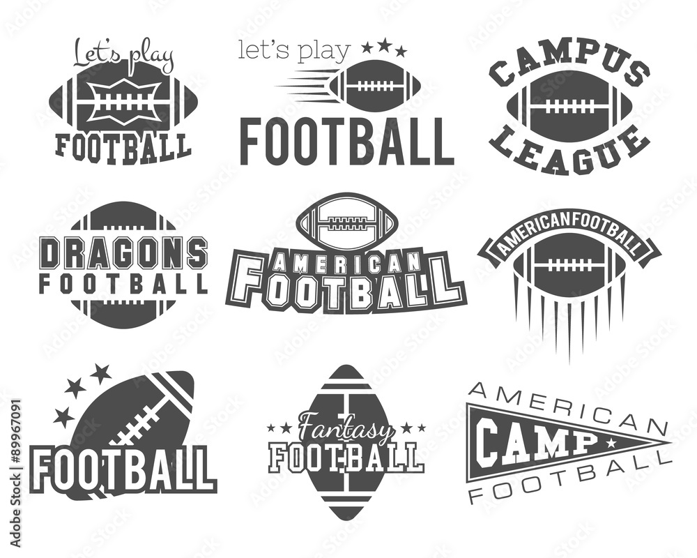 College rugby and american football team badges, logos, labels College rugby and american football team badges, logos, labels