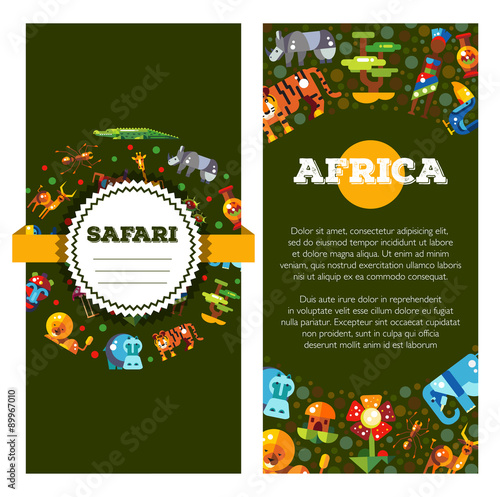 Postcard of flat design african icons and infographics elements