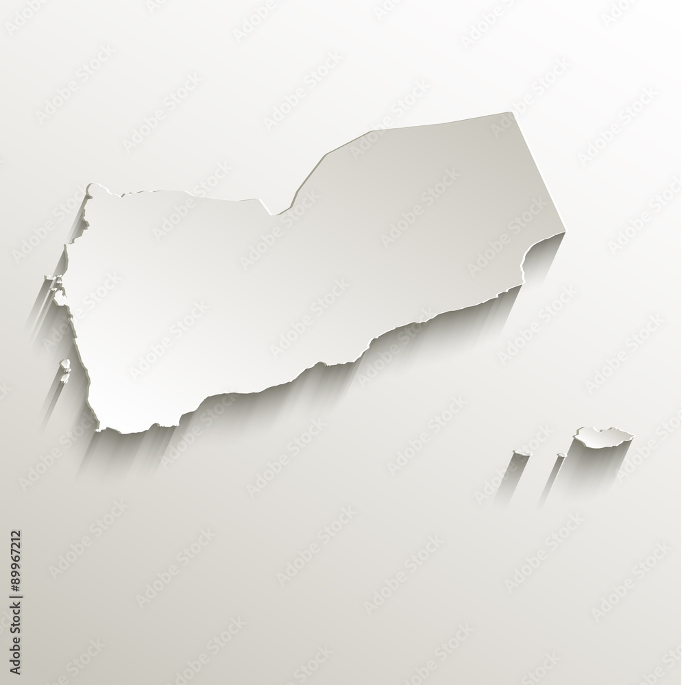 Yemen map card paper 3D natural vector