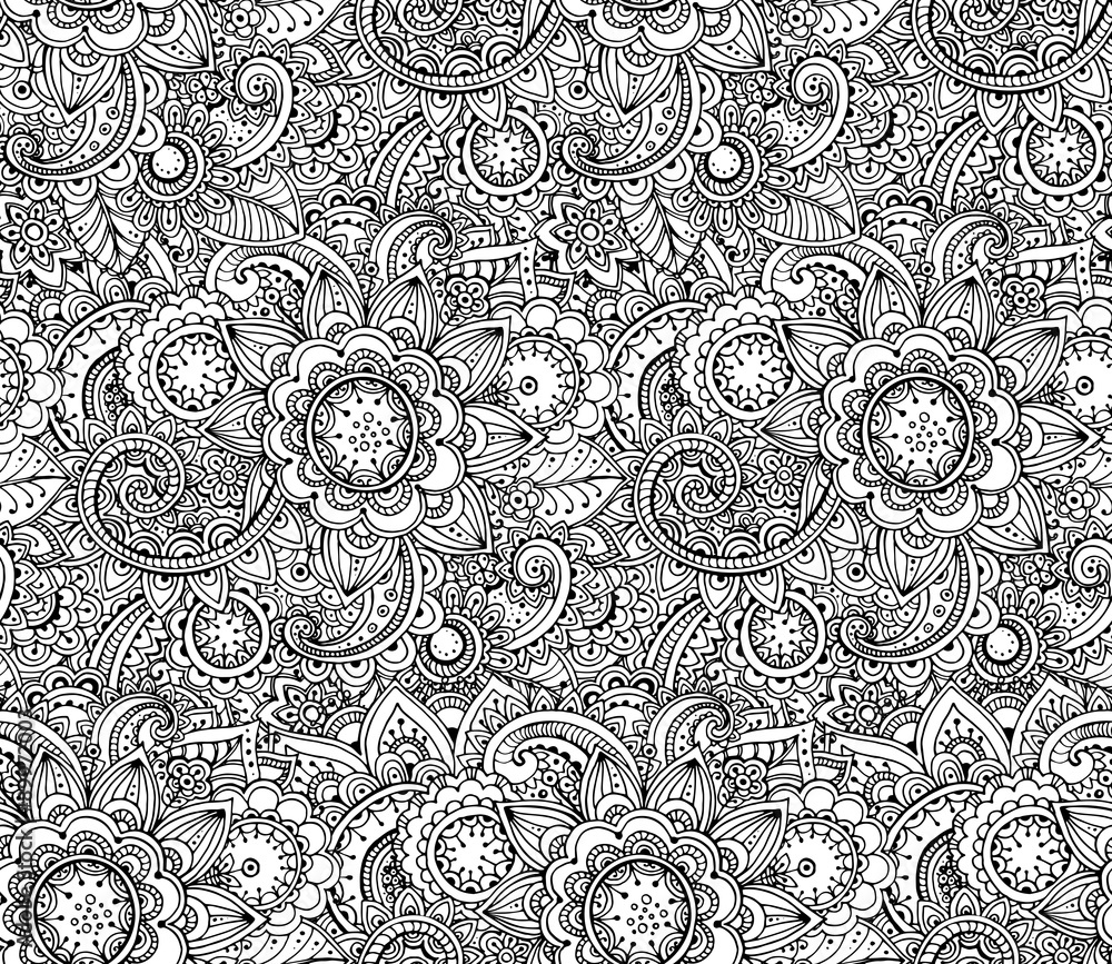 Seamless Monochrome vector Floral Pattern. Seamless Monochrome vector Floral Pattern.