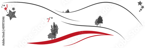 Weihnachtliche Berglandschaft mit Sternen im Panorama