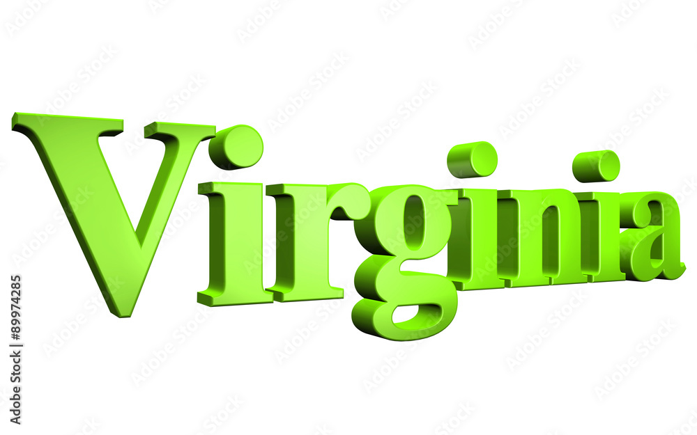 3D Virginia text on white background 3D Virginia text on white background