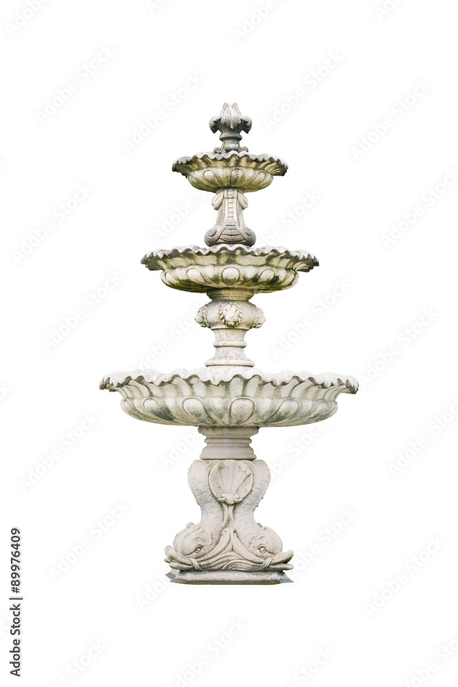 Roman fountain basin isolated on white background Roman fountain basin isolated on white background