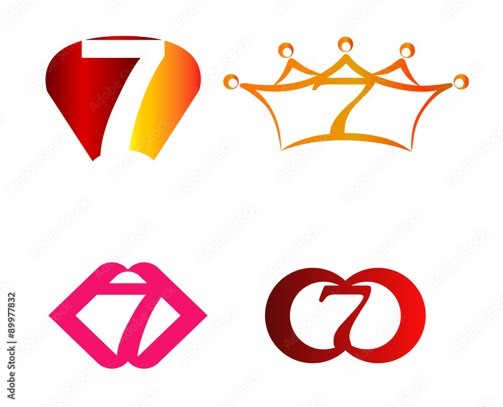 Number 7 logo. Vector logotype design set
