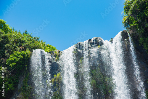                                                    The Jeongbang Waterfall which falls directly into the sea  Jeju-do  South Korea