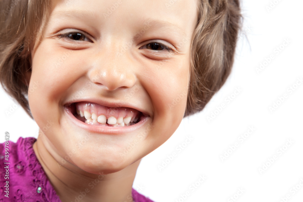 Smiling little sweet gir on white background. Smiling little sweet gir on white background.