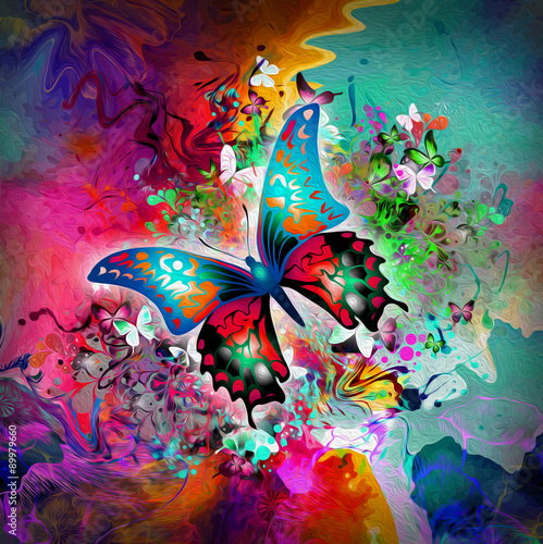 Fototapeta Красочный фон с бабочками
