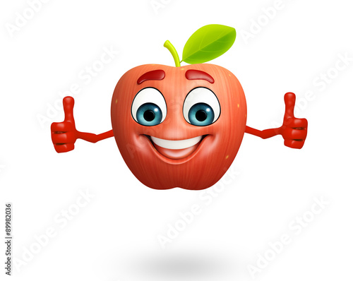 Cartoon character of apple fruit
