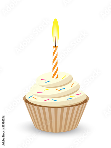 Birthday Cupcake with One Candle
