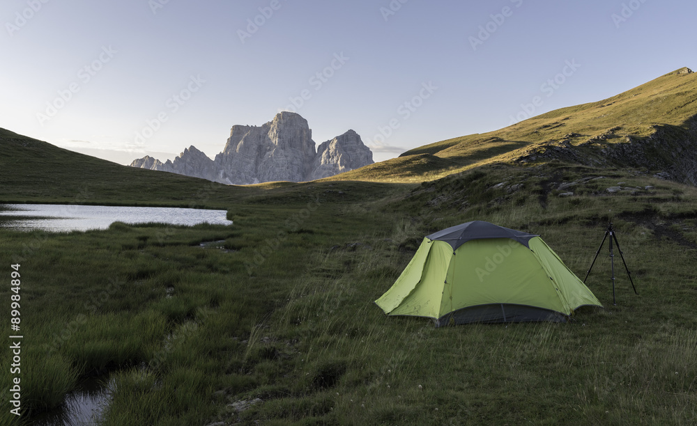 tent in the italian dolomites