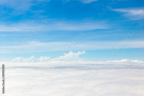 Top view from The airplane blue sky and white cloud