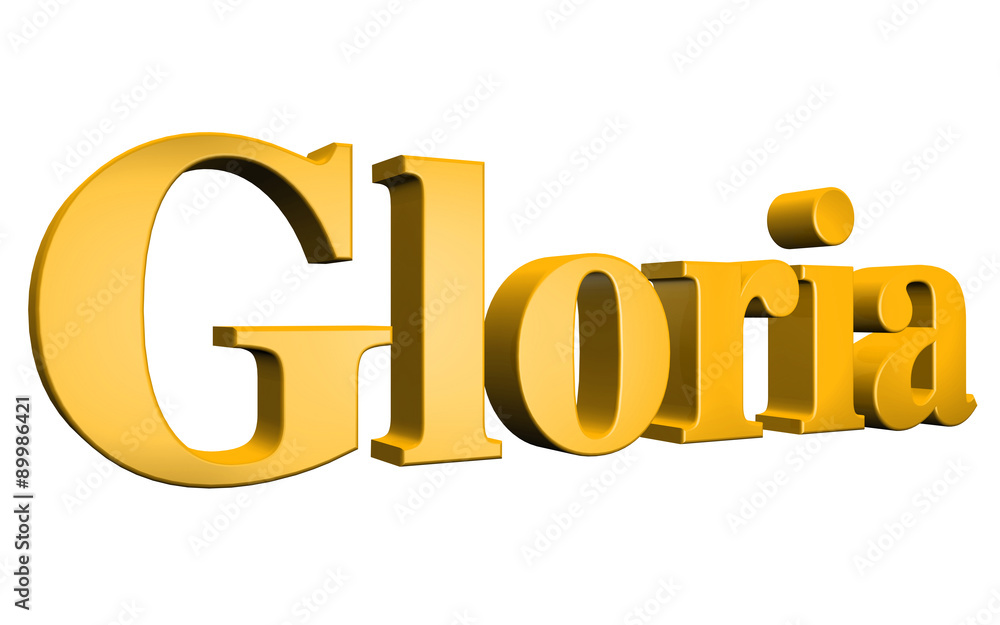 3D Gloria text on white background 3D Gloria text on white background