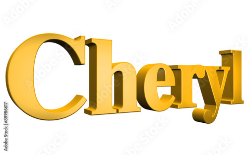 3D Cheryl text on white background photo
