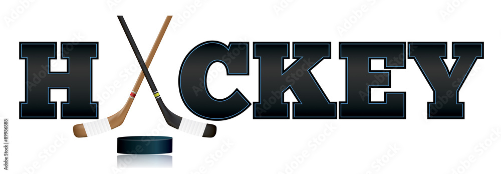 Naklejka premium Hockey Word Art Illustration