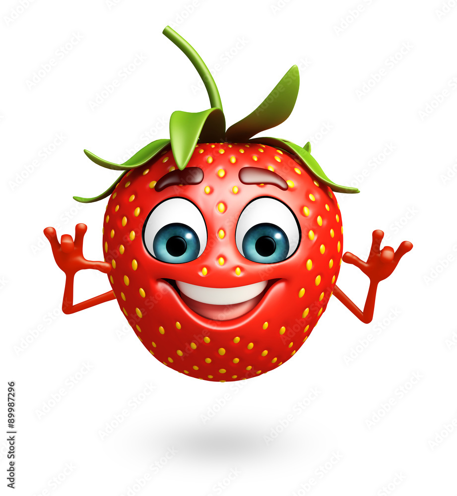 Obraz premium Cartoon character of strawberry